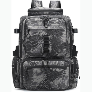 Sac à dos de pêche gratuit avec porte-cannes - 4 boîtes à accessoires - Housse de pluie, 43L Grand rangement pour équipement de pêche - Product Image 1