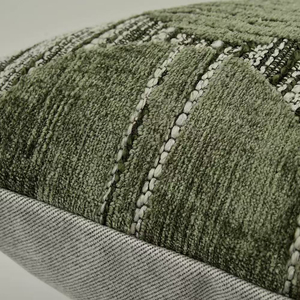 Echo Retro Light Luxury Villa <strong>Olive</strong> <strong>Green</strong> Geometric Circle Imported Cut Velvet Model Room Sofa Throw Pillow Bed Head <strong>Cushion</strong> - Product Image 4