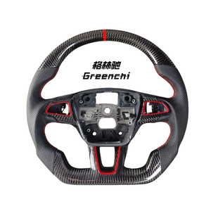Volant de course sportif personnalisé GELINCHI en fibre de carbone et cuir avec 3 branches pour Focus RS ST MK2/<span class=keywords><strong>MK3</strong></span> (Surpiqûres rouges) - Product Image 3
