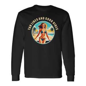 Camiseta de manga larga de verano Tan Lines And Good Vibes Beach Babe - Product Image 1