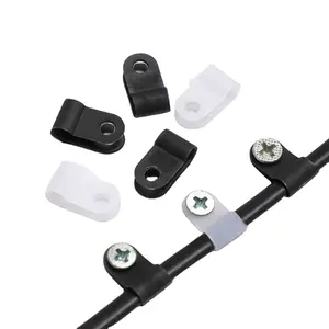 Mounting Fix Hardware Cable Clips 100PCS Plastic P Clips Black Hose Fasteners Cable Durable R-Type Nylon Cable Clamp