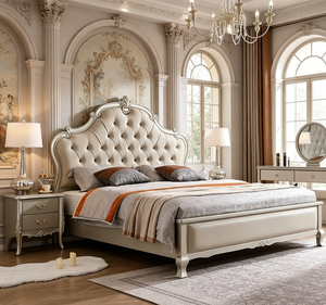 Cama <span class=keywords><strong>de</strong></span> Lujo Estilo Americano, Tamaño King y Queen, Nueva Cama Doble para Bodas, Moderna Cama Princesa con Respaldo Suave, Tapicería <span class=keywords><strong>de</strong></span> Madera Sólida - Product Image 1