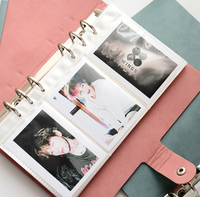 PU Leder Lose blatt 6-Ring Binder 3 Fotos pro Seite 3 Zoll Druckknopf Instax Mini Fotobuch Album