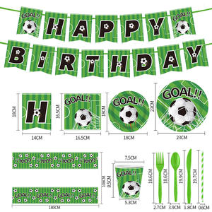 Artículos para Fiestas de Cumpleaños con Temática de Fútbol al por Mayor, Pancarta, Vajilla, Platos de Papel Desechables, Vasos, Servilletas, Mantel - Product Image 3