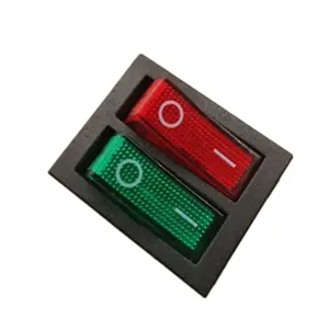 Red +Green KCD6 15A 250VAC/20A 125VAC on off rocker switch with light indicator square rocker switch