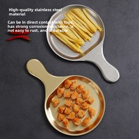 Design minimaliste moderne de style coréen, en acier inoxydable poli doré à fond plat, écologique, biodégradable, de qualité alimentaire