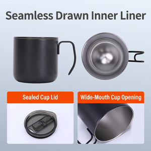 Stainless Steel <b>Insulated</b> Coffee <b>Mug</b> With Handle And Lid Vacuum Tumbler 12oz Portable Office <b>Travel</b> Cup - Product Image 2