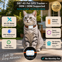 Traceur GPS pour chat G67 avec logo personnalisé, 4G, étanche, petit format, localisation en temps réel via application, surveillance de l'activité de l'animal