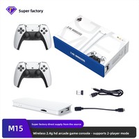 Konsol Game Rumah M15 HD Arcade Mendukung Dua Gamepad Kabel untuk TV dengan Simulator PS1/MAME Nirkabel 2.4G Memori DDRIII 256M