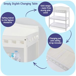 Table à <span class=keywords><strong>langer</strong></span> en bois <span class=keywords><strong>blanc</strong></span> pour bébé avec étagères pour le stockage de la pépinière Essentiel pour les couches Soins des bébés Autres meubles pour enfants - Product Image 6