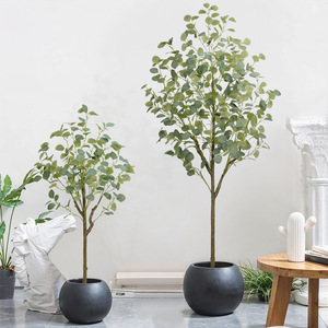 Plante d'intérieur artificielle Eucalyptus en <span class=keywords><strong>pot</strong></span> pour la décoration de salon, arbre porte-bonheur, ornements de plantes vertes, bonsaï - Product Image 4