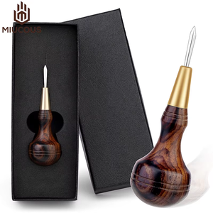 Ahşap Saplı Su Kabağı Deri İşleme Aletleri Manuel Dikiş Sivri Ucu 5/6mm DIY Deri Aletleri El Sanatları Sivri Ucu - Product Image 1
