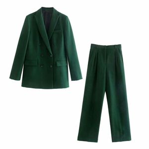 Nuovo completo <span class=keywords><strong>doppio</strong></span> <span class=keywords><strong>petto</strong></span> da donna <span class=keywords><strong>verde</strong></span> con scollo a V completo personalizzato in due pezzi - Product Image 1