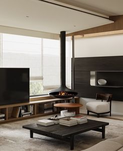 Cheminée flottante suspendue intérieure en <span class=keywords><strong>bois</strong></span> éco-responsable au bioéthanol à flamme réelle, décoration de meubles d'intérieur au design personnalisé - Product Image 4
