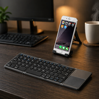Clavier pliable sans fil pavé tactile en aluminium Ultra mince Portable clavier pliant Rechargeable pour iOS iPads Android fenêtre