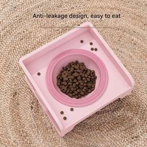 Kombinasi meja makan blok hewan peliharaan keramik kucing dan mangkuk makanan anjing dengan pelindung leher Air untuk pencegahan kebocoran makanan - Product Image 3