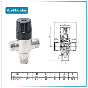 Accesorios para <span class=keywords><strong>radiador</strong></span> de calefacción de toallas, Caldera de 3 vías de agua de latón, mezcla termostática, válvula mezcladora de calefacción de suelo, - Product Image 6