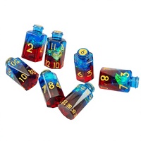 Ensembles de dés D&D 1 pièce, forme de bouteille de potion carrée, faits à la main, écologiques, durables, en résine holographique rouge et bleue, pour jeu de table RPG, cadeau