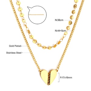 Collar de Mujer Impermeable de Acero Inoxidable con Baño de Oro de 18k y Diamantes, Collar que No se Deslustra - Product Image 4