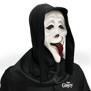Máscara de Terror de Halloween con Diseño de Cara de Fantasma, Color Blanco, con Capucha Negra, Accesorio de Maquillaje para Fiestas - Product Image 6