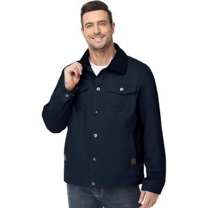Mens Flannel Lined Shirt <b>Jacket</b> Corduroy Turn Down Collar Snap Button Cargo <b>Trucker</b> Multi Pockets Autumn Casual - Product Image 2