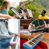Party Gift 37 Key Melodica Instrument Keyboard Soprano Piano Style with Mouthpiece Tube Sets Carrying Bag for Beginners Adults