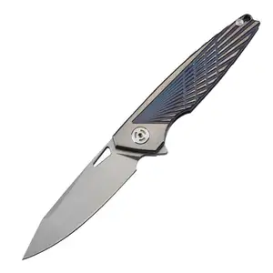 Top Class Silver Camping Outdoor Handmade Stainless Steel M390 Folding Knife