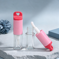 Tube de brillant à lèvres en gros de 5 ml avec découpe en forme de cœur, couvercle à crochet, flacon vide pour brillant à lèvres avec applicateur, emballage cosmétique