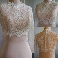 Nouvelle veste boléro en dentelle 2025 pour mariées, manches longues détachables avec broderie, accessoire de mariage