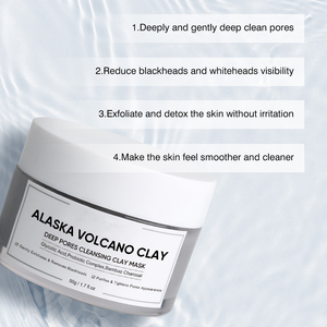Masque facial de boue d'argile volcanique d'Alaska avec nettoyage en profondeur des pores naturels avec masques d'argile volcanique au collagène à l'acide glycolique Vente en gros - Product Image 2