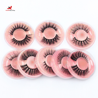 Prêt à expédier, commande mixte en gros, nouvelles extensions de cils réutilisables faites à la main, 3D Faux Vison, naturelles européennes, rondes, noires, tige en coton, une paire