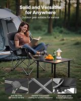 Fauteuil lune moderne surdimensionné à structure en acier, chaise de camping robuste, support 450 lb, pliable, rembourré, avec double porte-gobelets pour vin