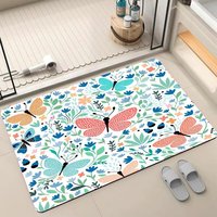 Tapis de bain en boue de diatomée antidérapant en polyester, doux pour les animaux, facile à nettoyer, fabriqué à la machine, avec envers en PVC de 3,5 mm d'épaisseur pour salon