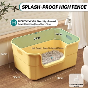 50cm Extra <b>Large</b> Bathtub Cat Litter <b>Box</b> Semi-Enclosed with High Guardrail Anti-Splash Open Top Cat Toilet for <b>Large</b> Cats - Product Image 4