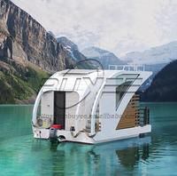 Maison flottante préfabriquée en aluminium de conception américaine de luxe, moderne, neuve, pour la pêche