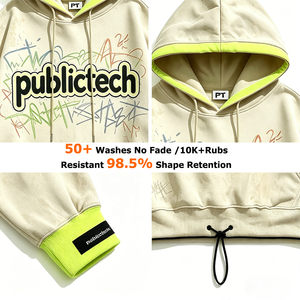 Customized Vintage Washed 430GSM Ribbed Hem Hoodie Letters Screen Print Hand Drawn Boxy Fit French Terry Pullover OEM Sweatshirt - Product Image 2