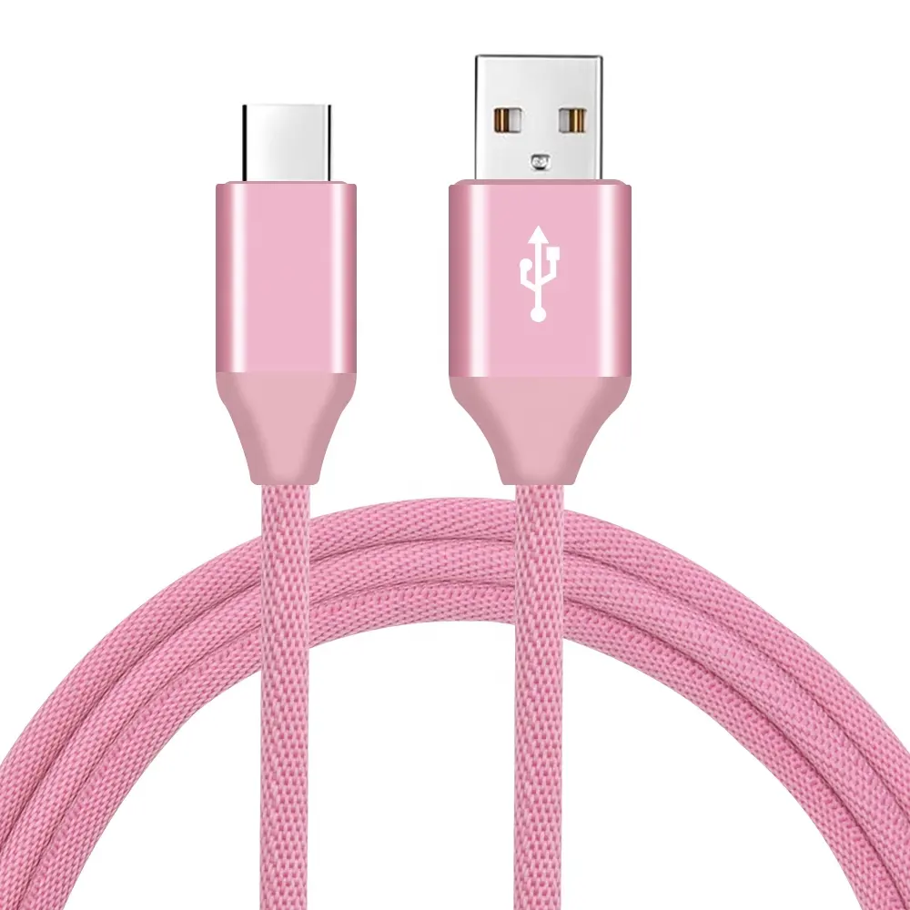 Kabel Data USB Tipe C USB, kabel Data USB Tipe C kepang kain baru untuk android