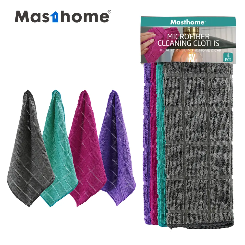 Microfiber 4 Pcs Cleaning Cloth Set Strong Water Absorbent Dish Washing Towel Kitchen Cleaning Rags