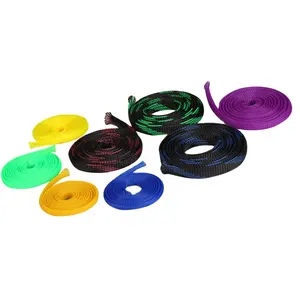 High Density 3mm-100mm OEM Nylon Cotton PET Expandable Braided Sleeving Cable Sleeves