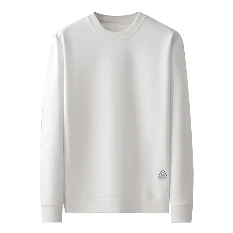 Long-sleeve crewneck T-shirt for men fit long-staple cotton adorned with embroidery for a relaxed and comfortable look