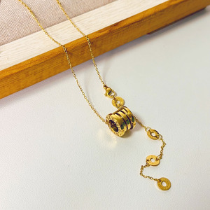 Collier chaîne de clavicule en acier inoxydable plaqué or véritable, tendance et polyvalent, vente chaude 2025 - Product Image 5