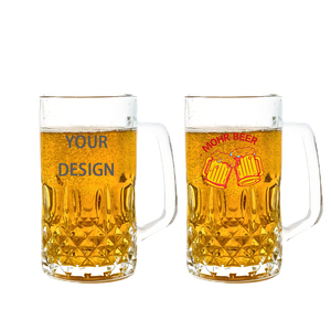 Verres à bière personnalisés avec logo, 500 ml, avec poignée, qualité alimentaire, motif diamant transparent, mug à bière classique pour bar et événements <span class=keywords><strong>de</strong></span> marque - Product Image 1