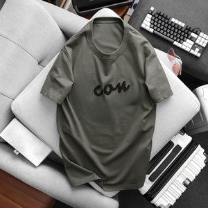 Venta al por mayor 100% algodón hombres manga corta Camiseta corte suelto bordado serigrafiado ropa de punto liso Unisex - Product Image 5