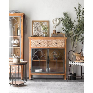 Antique Style Solid Wood <b>Sideboard</b> Featuring Handcrafted Carved Panels And Deep Storage Drawers For Dining Room - Product Image 6