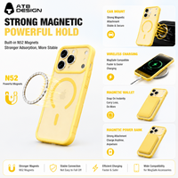 Coque magnétique translucide antichoc pour iPhone 18 Pro Max, protection intégrale de l'appareil photo, effet peau, couleurs personnalisées ATB NEW Colors.