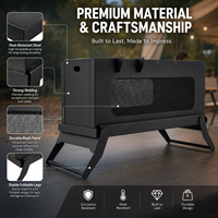 Brasero rectangulaire robuste en acier noir avec fentes pour brochettes et panneaux latéraux en treillis pour jardin
