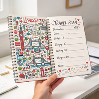 Carnet de voyage A5 personnalisé à spirale, journal avec impression artistique, support de couverture et pages intérieures personnalisables