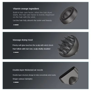 Sèche-cheveux puissant pliable à ions négatifs, corps en plastique noir mat dégradé, séchage rapide pour la maison - Product Image 2