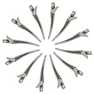 12 pinces à bec de canard en métal antirouille, pinces crocodiles latérales pour la <span class=keywords><strong>coupe</strong></span> de cheveux, la teinture et le maquillage, pinces pour franges - Product Image 2