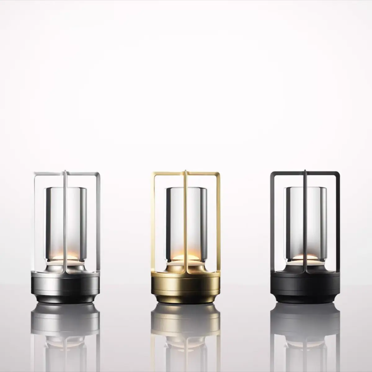 Luminária de cristal LED decorativa luxuosa recarregável com 3 candeeiros coloridos de mesa de metal com controle de toque